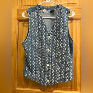 Vintage jean embroidered vest size M Weston Wear brand